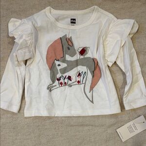 Tea Collection - White and Pink Horse and Flowers Long Sleeve Tee 9-12 Months